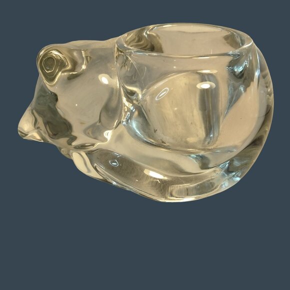 Clear Glass Cat Tealight Candle Holder Paperweight - Picture 5 of 8